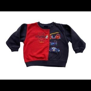 Oshkosh Navy/Red Station 5 Emergency Vehicle Sweater 24 months